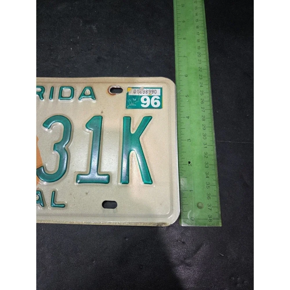 Florida Vintage 1996 License Plate Duval County JXG 31K Green Orange Tag